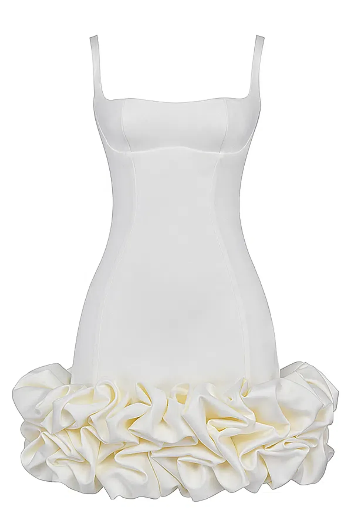 House of CB Lilou Ruffle Hem Mini Dress Ivory Size XS / AU 6 - Image 4