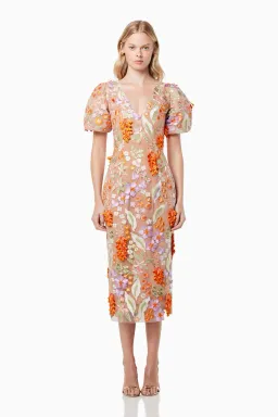 Elliatt Remix 3D Floral Midi Dress Multi Size M / AU 10 for rent on The Volte - image 4