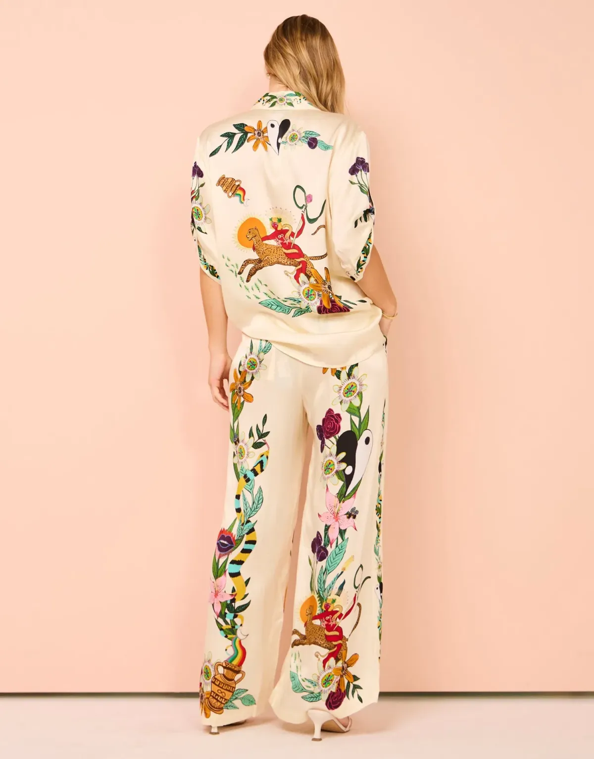 Alemais Meagan Oversized Silk Shirt & Pants Set Print Size 14 - Image 3