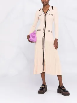 Sandro Alexandrine Ribbed Knit Midi Dress Beige Size 6 AU for rent on The Volte - image 1