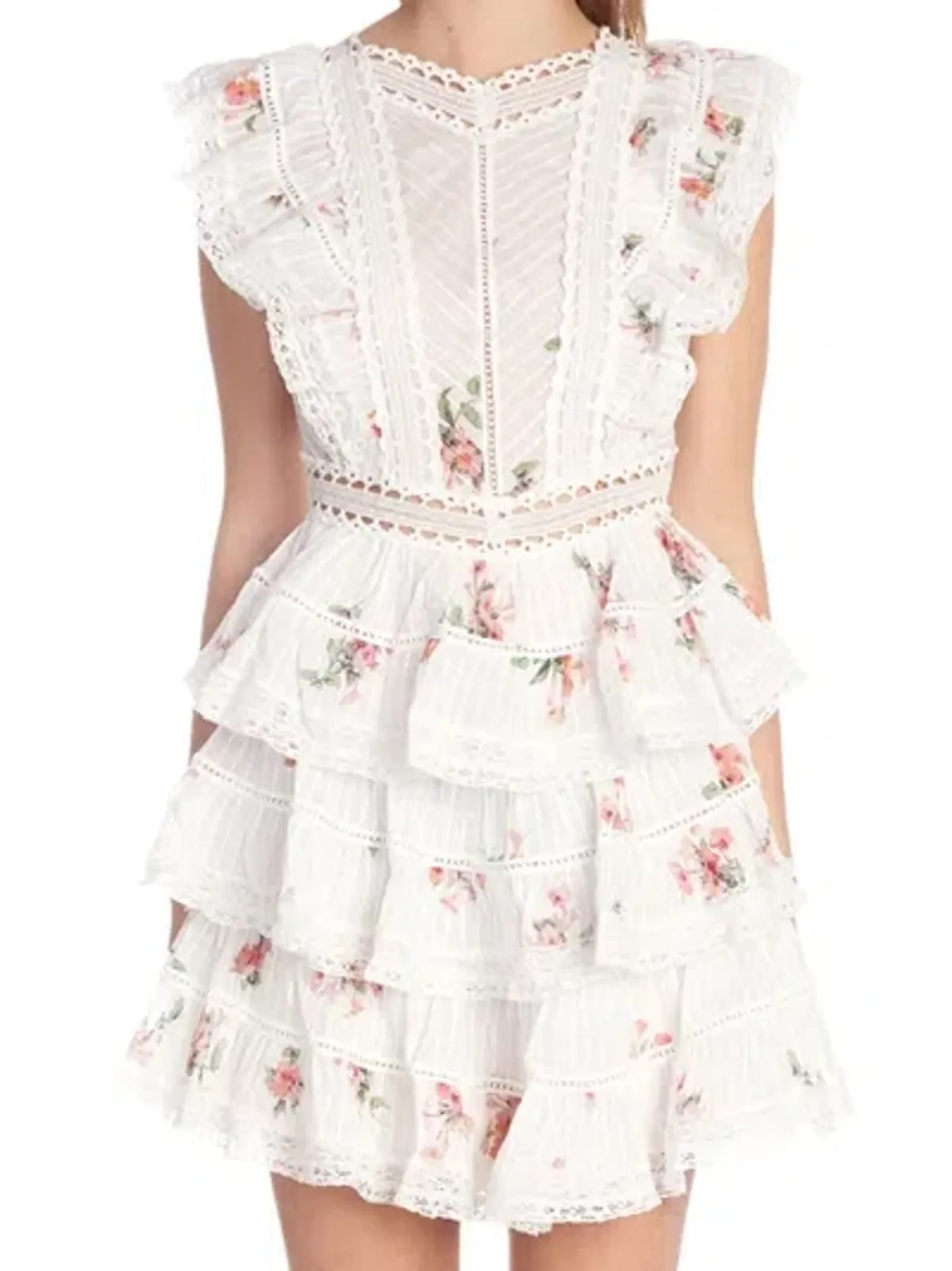 Zimmermann Heathers Pintuck Frill Short Dress In Floating Bouquet Size 6 - Image 3