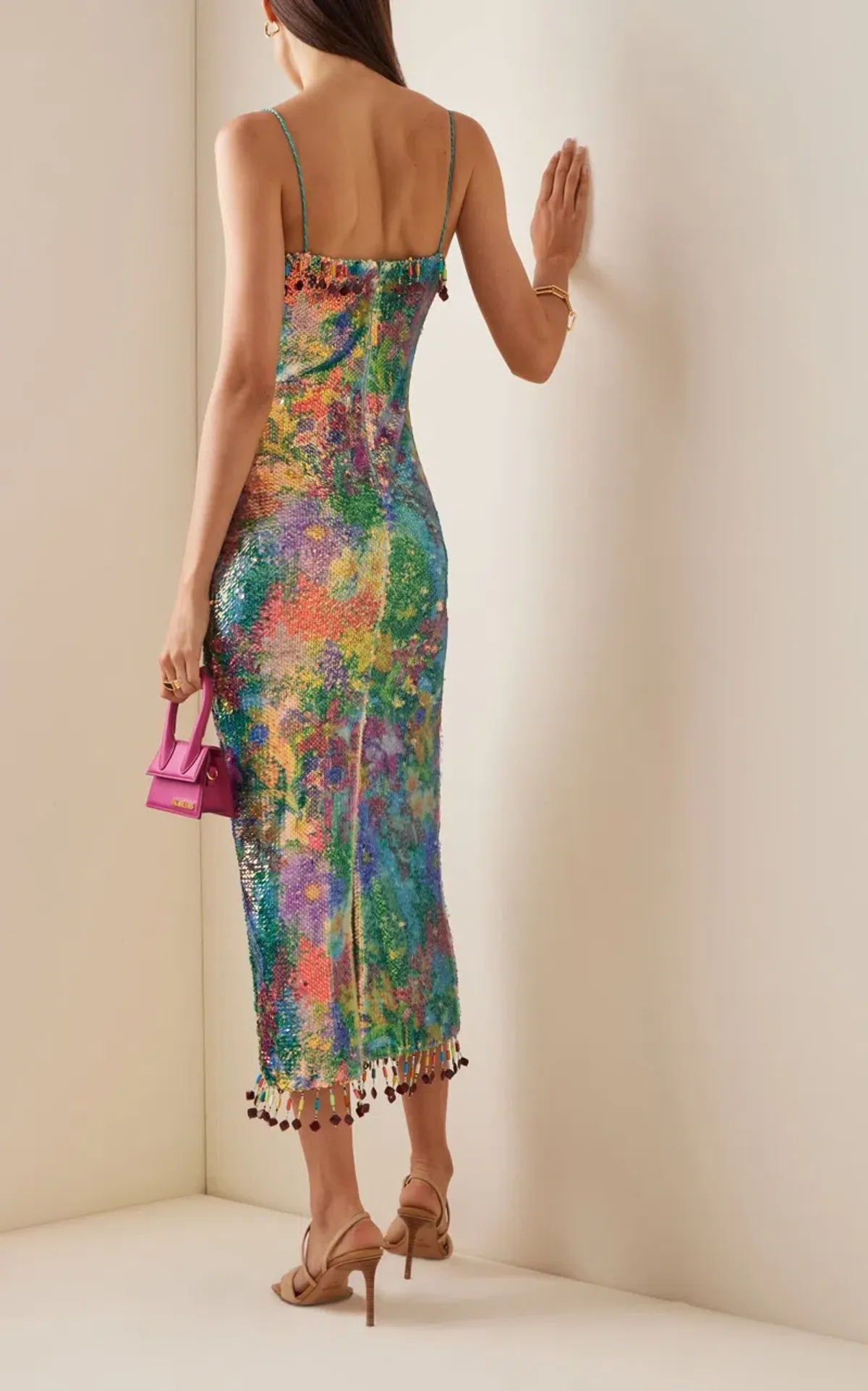 Alexis Aiya Midi Rainbow Sequin Dress in Multi Size Small / AU 8 - Image 3