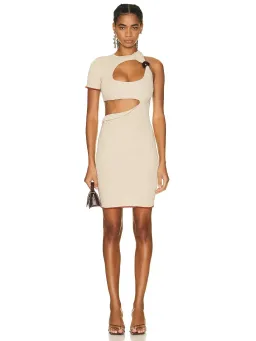 Jacquemus La Robe Brilho Dress in Beige Size AU 8 for rent on The Volte - image 1