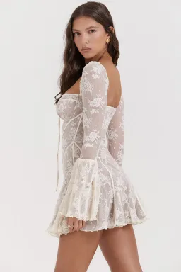 House of CB Analissa Lace Corset Mini Dress Vintage Cream Size S / AU 8 for rent on The Volte - image 3