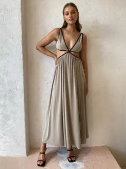 Bec & Bridge Sesame Cut Out Maxi Dress Sesame Beige Size 8 for rent on The Volte - image 1