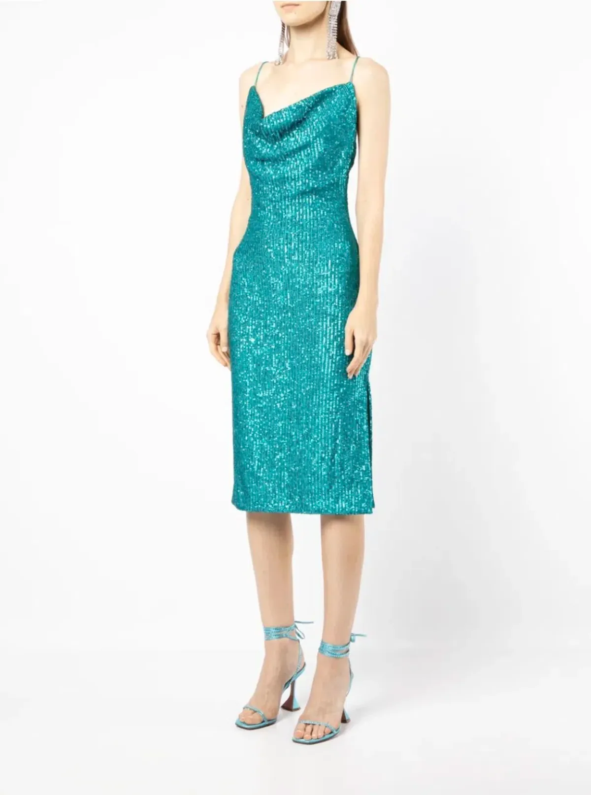 Rebecca Vallance Missing Hours Sequin Midi Dress Green Size 12 - Image 4
