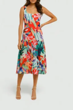 Vestire Miami Nights Midi Dress in Miami Print Size 14 for rent on The Volte - image 1