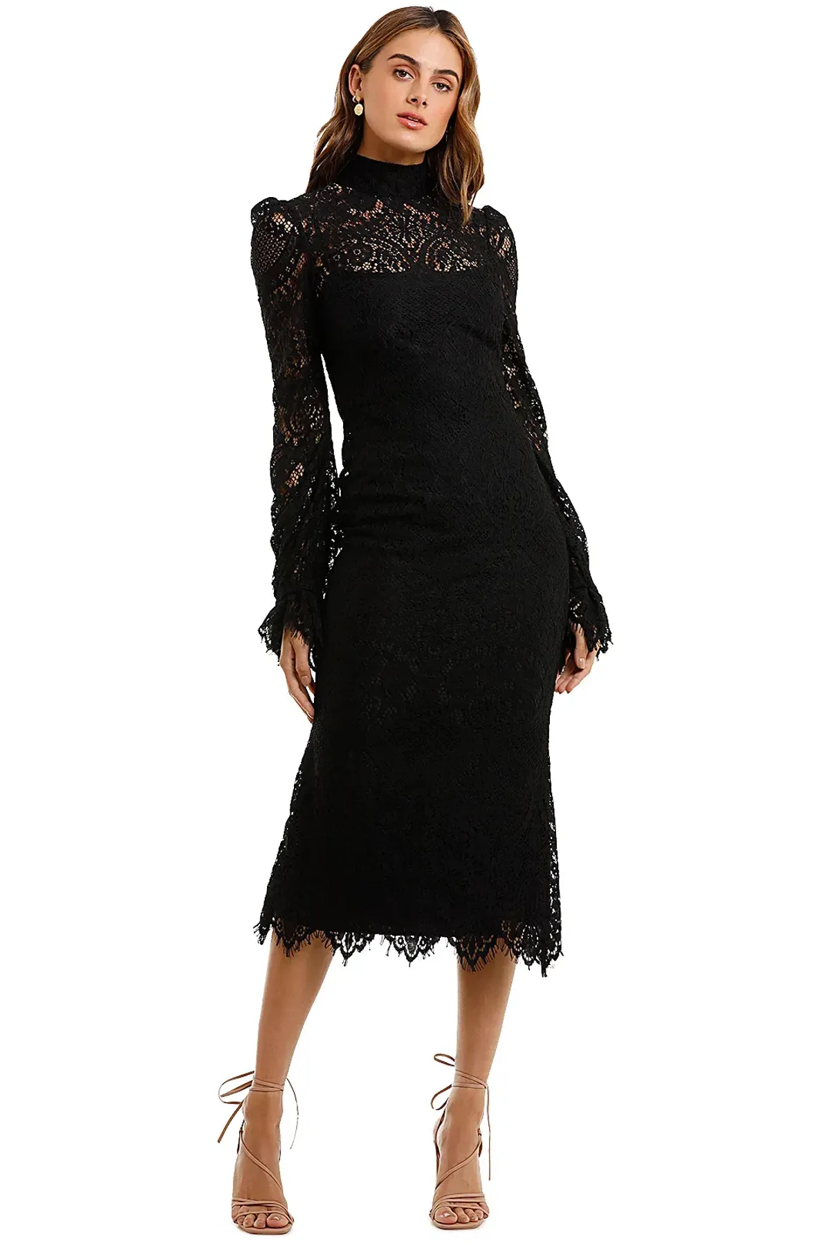 Wandering Lace Midi Dress Black Size 10 - Image 4