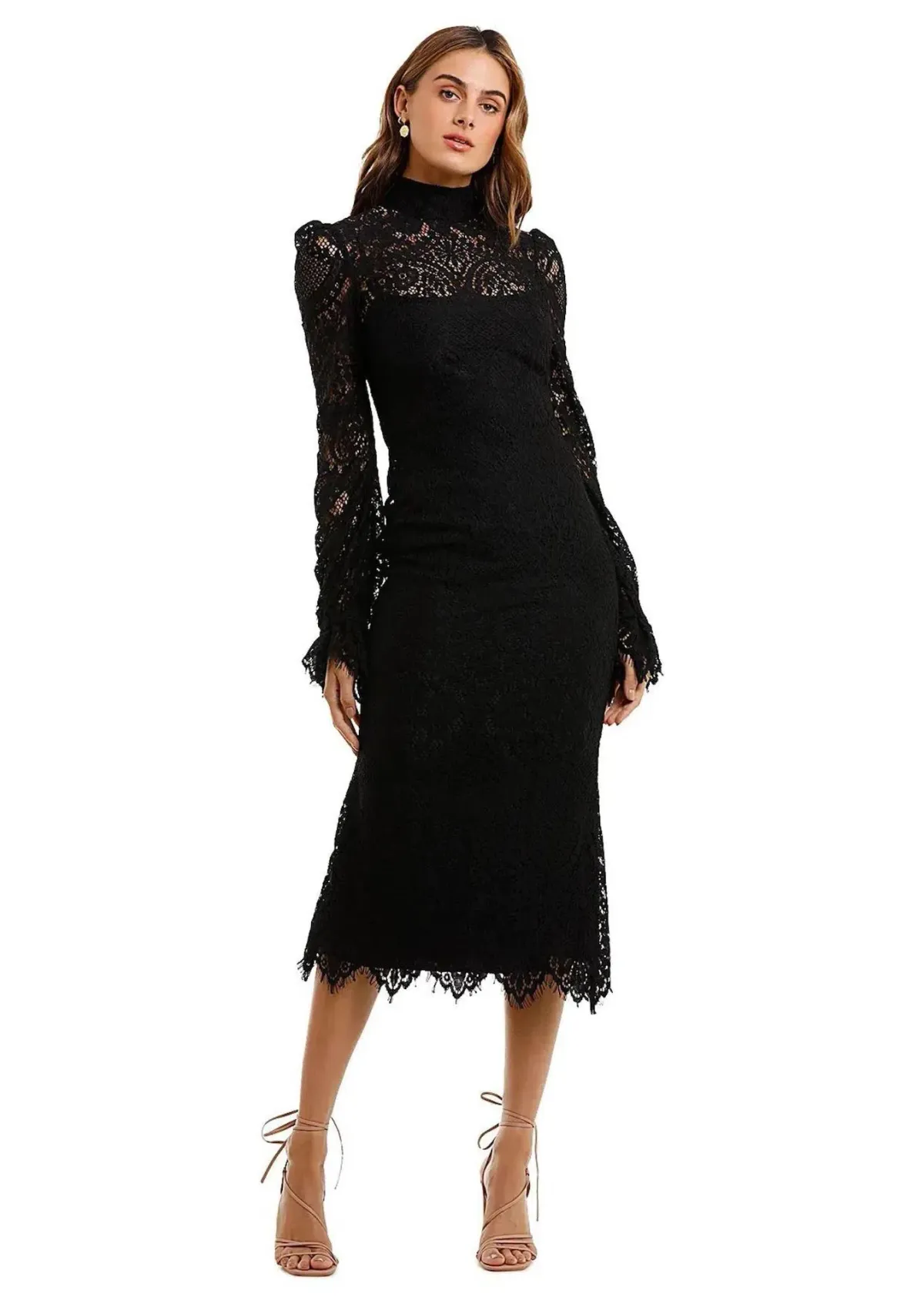 Wandering Lace Midi Dress Black Size 8 - Image 1
