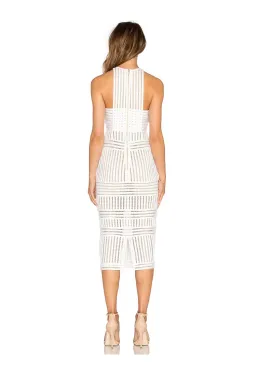 Self Portrait Stripe Mesh Column Dress White Size 8 for rent on The Volte - image 3