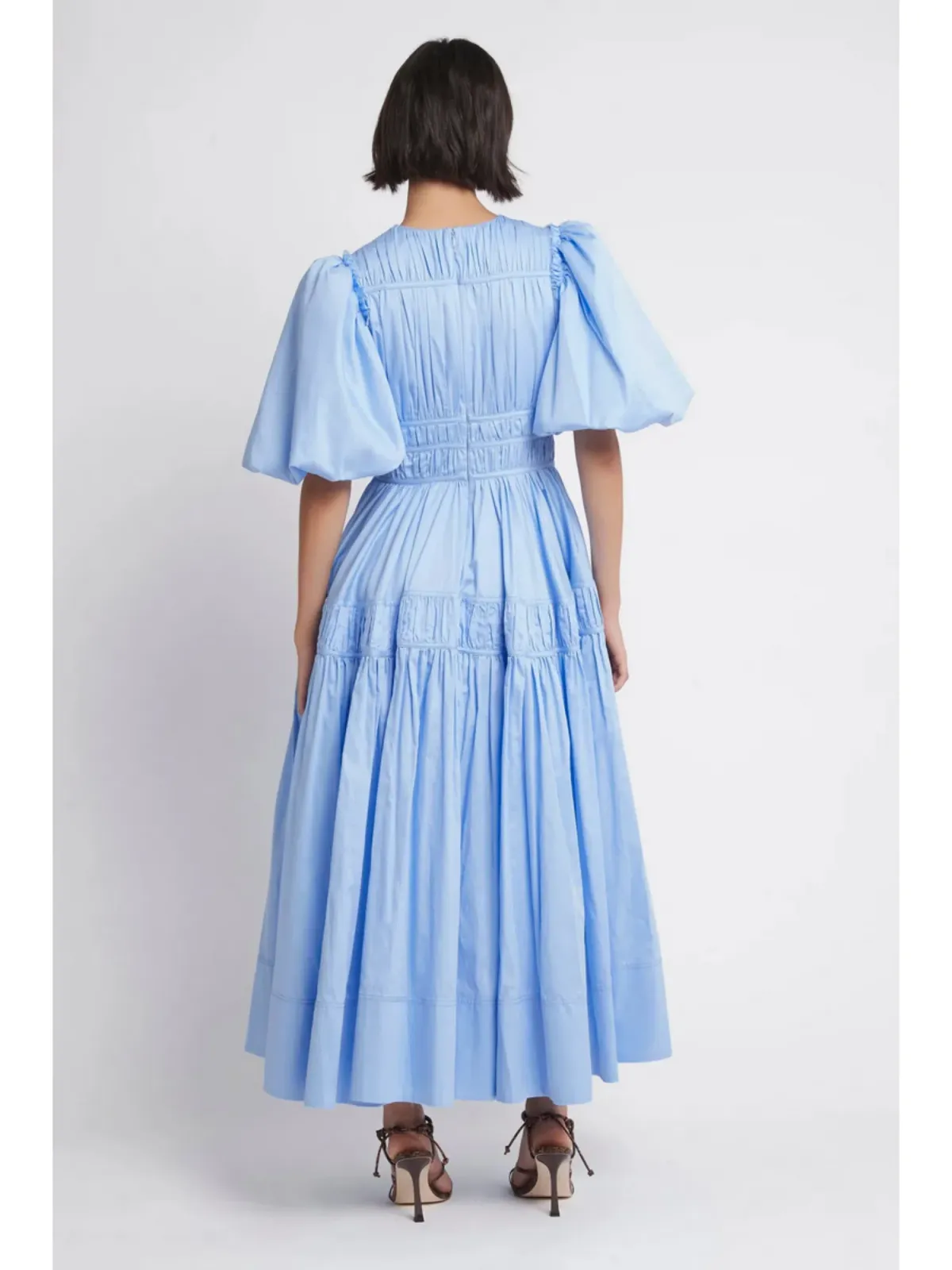 Aje Fallingwater Gathered Midi Dress Blue Size AU 4 - Image 4