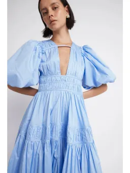 Aje Fallingwater Gathered Midi Dress Blue Size AU 4 for rent on The Volte - image 3