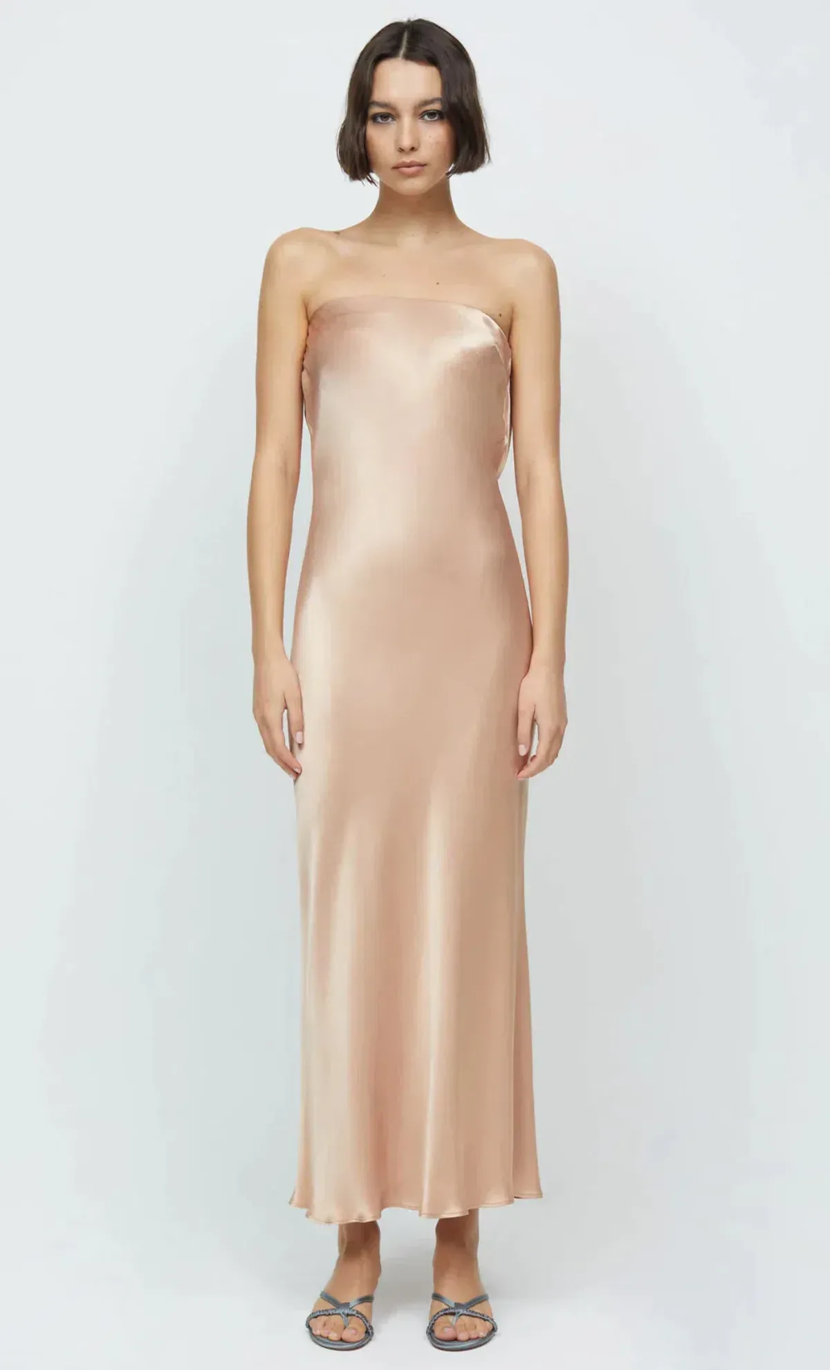 Bec & Bridge Moon Dance Strapless Maxi Dress Rose Gold AU 8 - Image 4