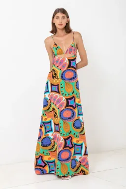 SWF Boutique Murano Cut Out A Line Maxi Dress Print Size 12  for rent on The Volte - image 1
