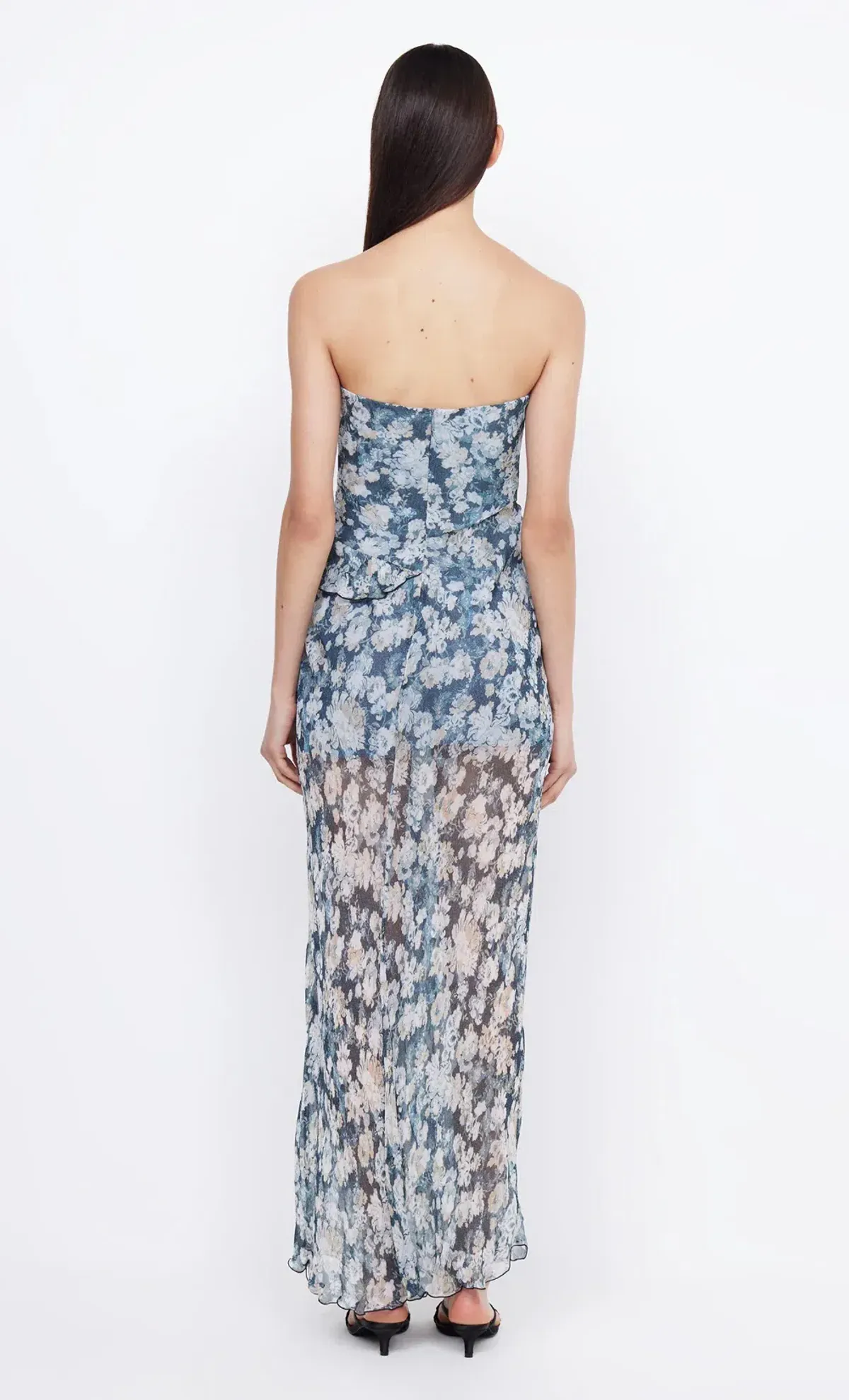 Bec & Bridge Opal Strapless Maxi Dress in Denim Floral Size 8 - Image 3