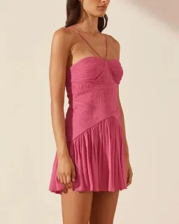 Shona Joy Isola Ruched Bodice Mini Dress Pink Size 8 for rent on The Volte - image 4
