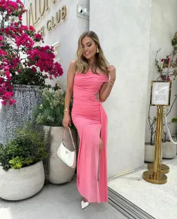 Bec & Bridge Kailani Asym Dress Grapefruit Pink Size 6 for rent on The Volte - image 2