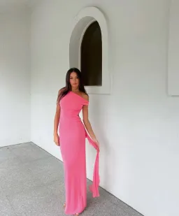 Bec & Bridge Kailani Asym Dress Grapefruit Pink Size 6 for rent on The Volte - image 1