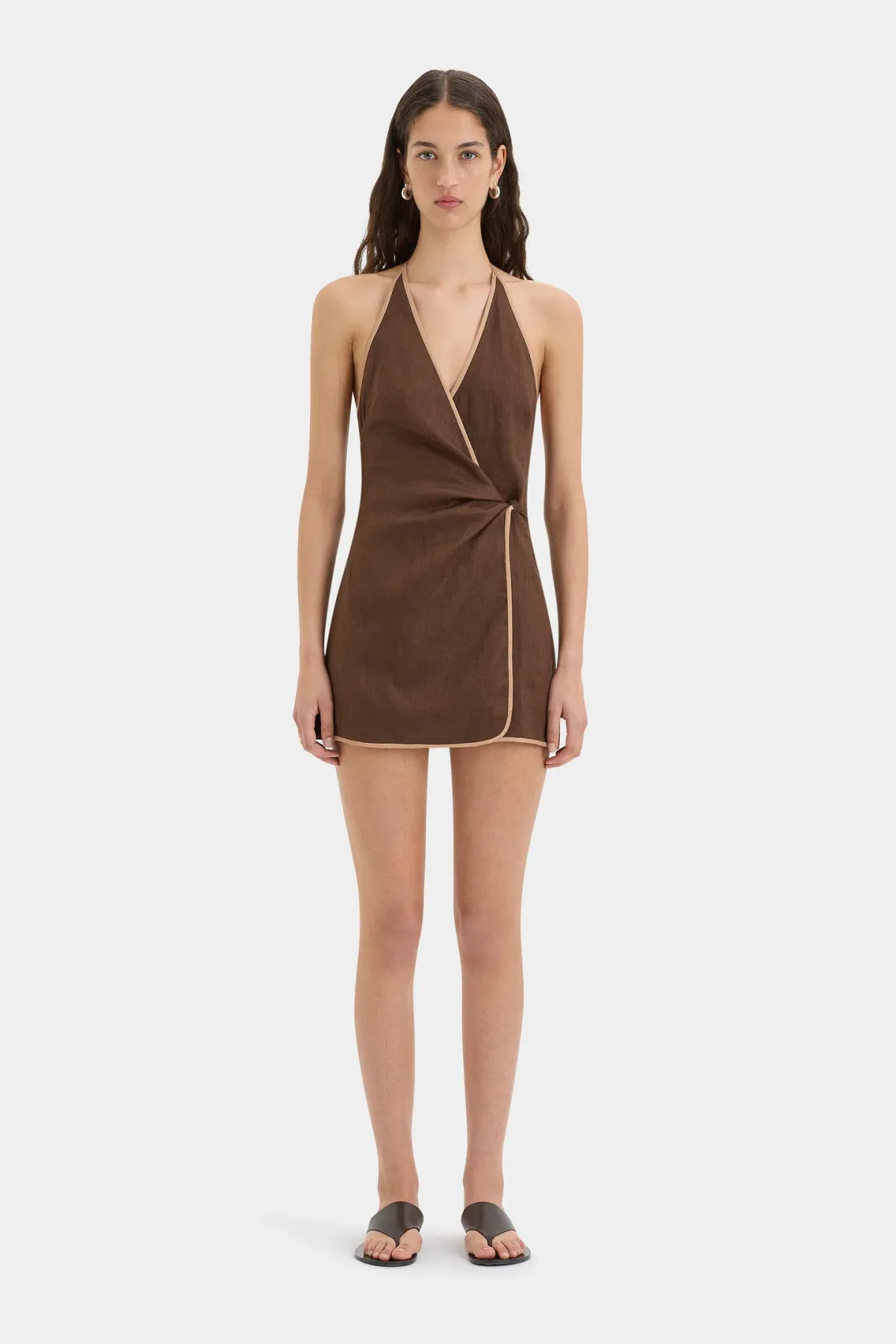 Sir the Label Affogato Twist Mini Dress Chocolate Size 1/Au 8 - Image 1