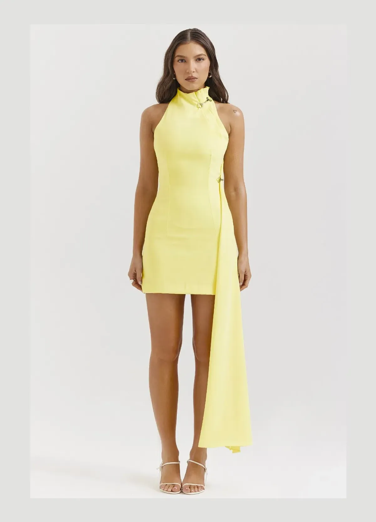 House of CB Marla Halter Mini Dress High Neck Lemon Yellow Size S/ AU 8 - Image 1