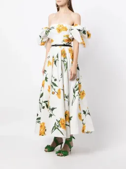 Leo Lin Marguerite Blanche Puff Dress Blanche Print Size 6 for rent on The Volte - image 1