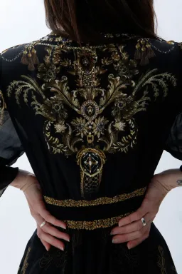 Camilla The Night Is Noir Curved Waistband Short Dress in Black Size S / AU 10 for rent on The Volte - image 6