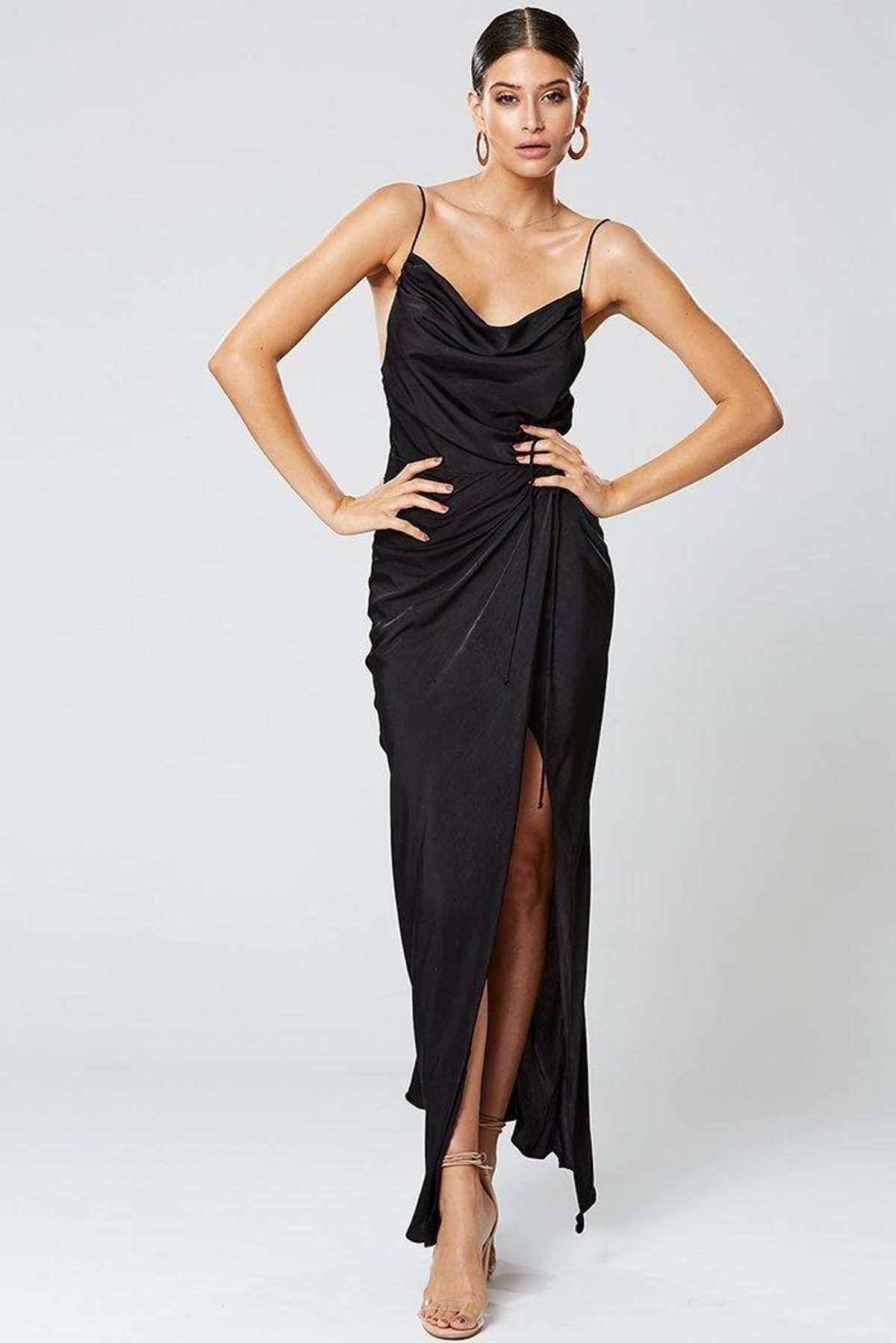 Winona Zetian Cowl Neck Maxi Dress Black 8 - Image 1