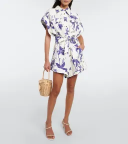 Zimmermann Acadian Cuffed Playsuit Ivory/Blue Floral Size 0 / AU 8 for rent on The Volte - image 1