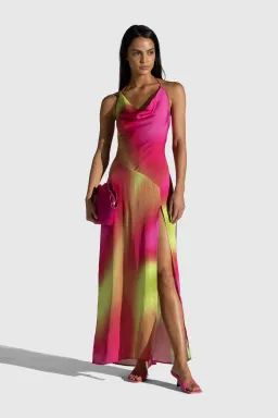 The Wolf Gang Makena Maxi Dress Liquify Pink/Yellow Size 10 for rent on The Volte - image 1