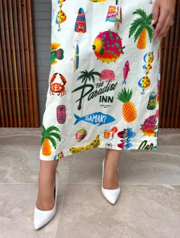 Alemais Samaki Puff Sleeve Midi Dress in Multi Size AU 16 for rent on The Volte - image 2