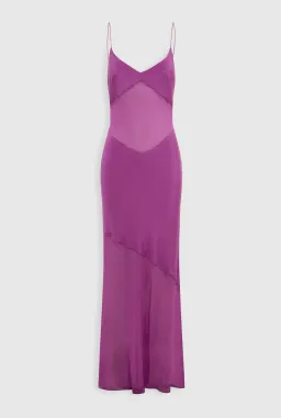 Venroy Sheer Panelled Silk Slip Dress Mulberry Size XS / AU 6 for rent on The Volte - image 6