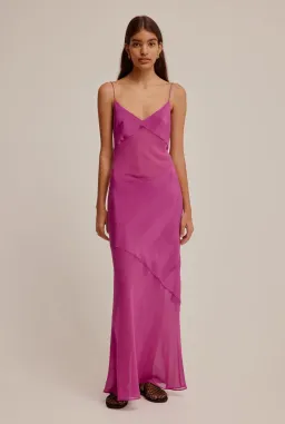 Venroy Sheer Panelled Silk Slip Dress Mulberry Size XS / AU 6 for rent on The Volte - image 2
