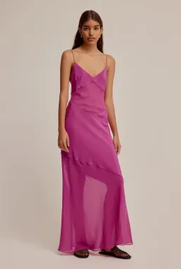Venroy Sheer Panelled Silk Slip Dress Mulberry Size XS / AU 6 for rent on The Volte - image 1