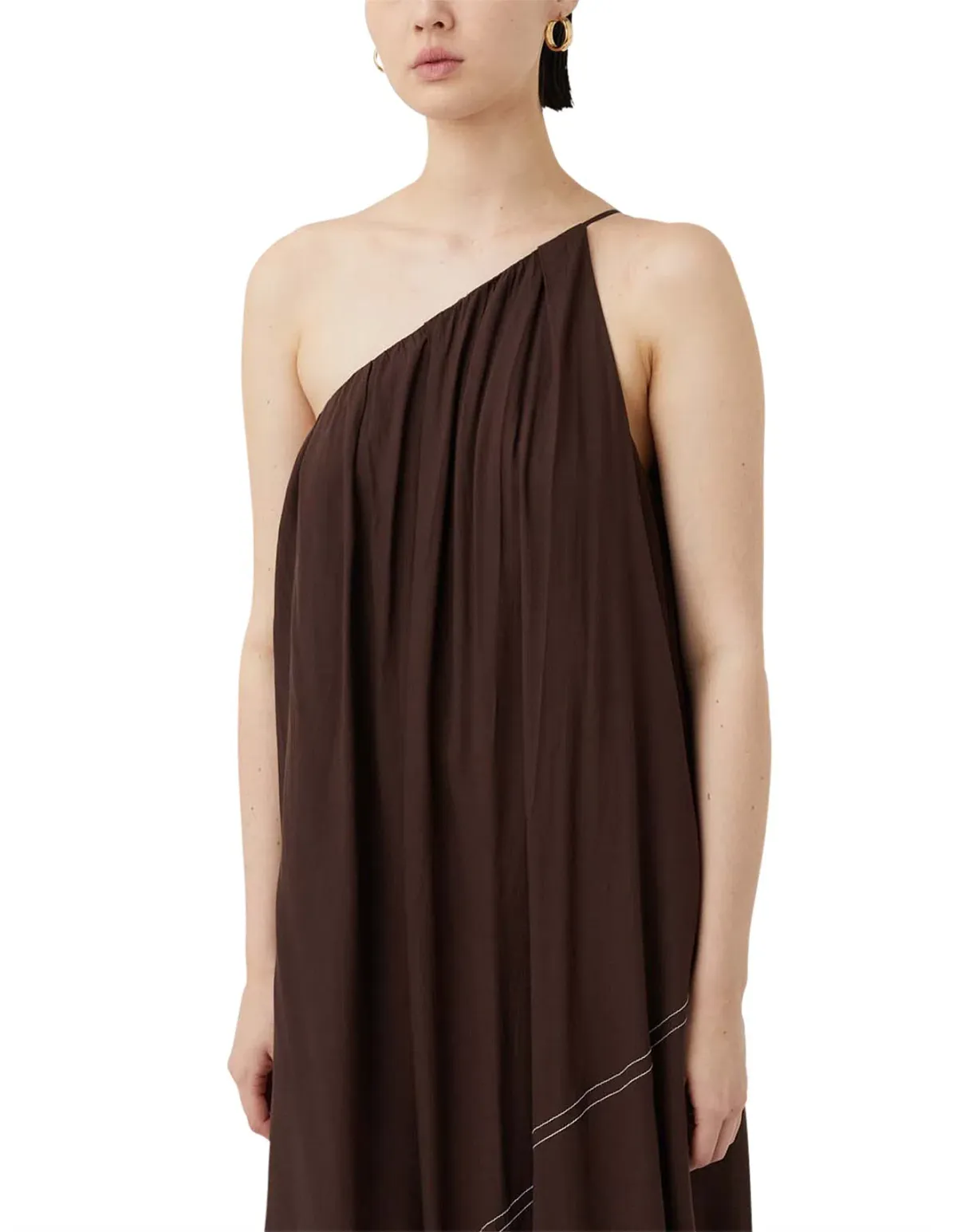 Camilla and Marc Castille One Shoulder Maxi Dress in Chocolate Brown Size 8 - Image 3