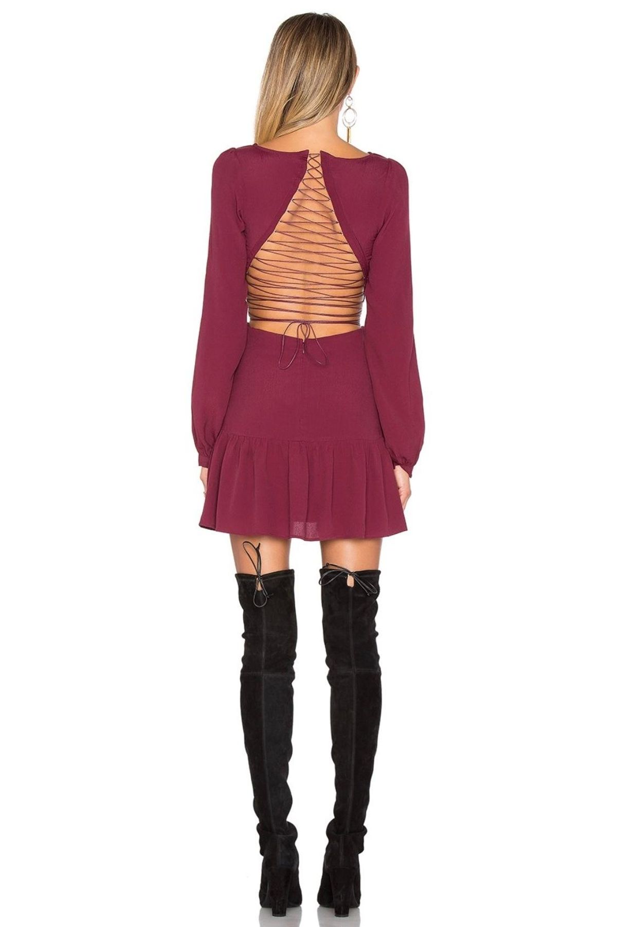 For Love & Lemons X REVOLVE Lace Up Dress in Wine size XS - Image 2