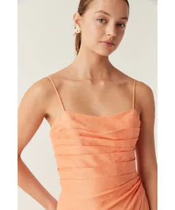 Aje Clarice Draped Maxi Dress in Sunset Orange Size AU 12 for rent on The Volte - image 3