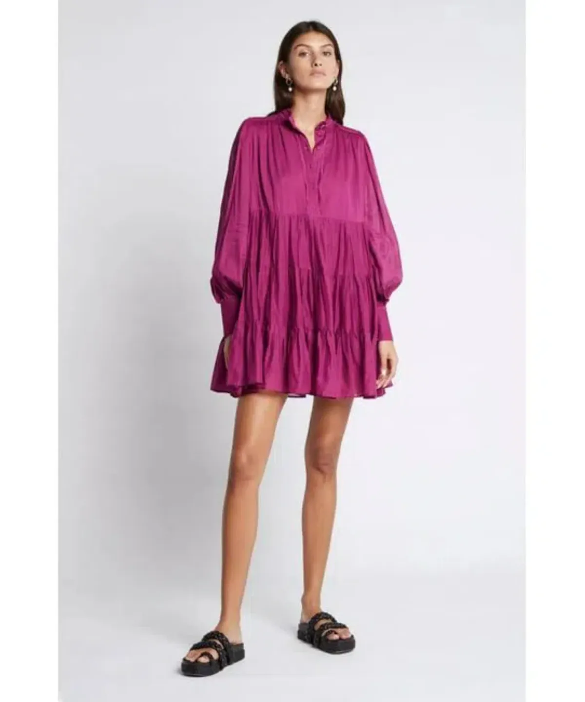 Aje Romance Smock Mini Dress Fuschia Size AU 8 - Image 1