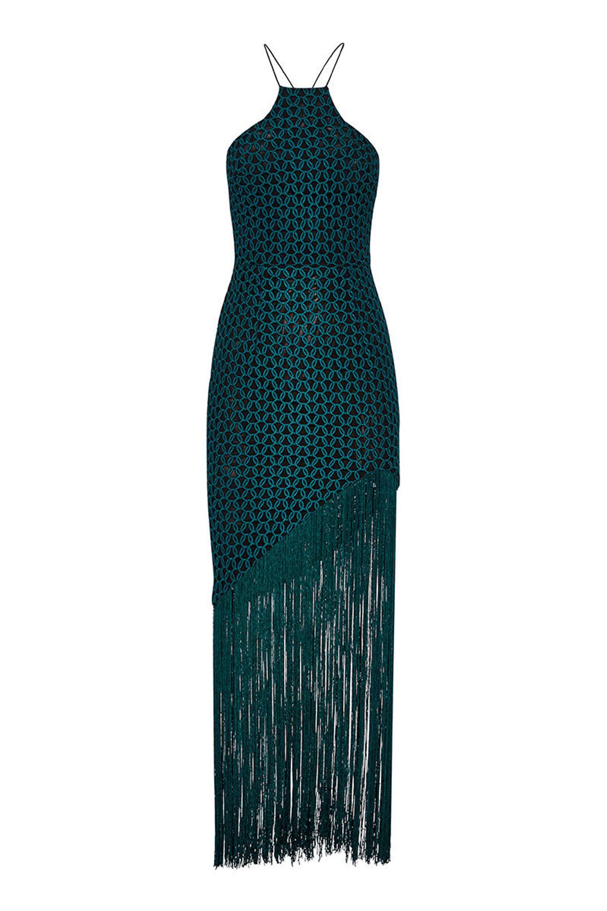 Sheike Memphis Fringe Dress Green Size 6 - Image 2