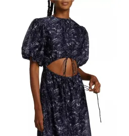 Sir the Label Caprice Puff Sleeve Midi Dress in Navy Size 1 / AU 8 for rent on The Volte - image 2