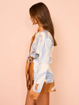 Sir the Label Sorrento Mini Shirtdress in Sciarpa Print Size 0 (AU 6) for rent on The Volte - image 3