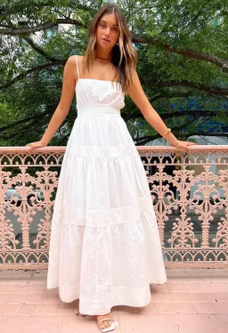 By Nicola Monet Tiered Maxi Dress In White Size 10 for rent on The Volte - image 1