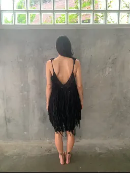 Camilla Black Mini Evening Dress with Feathers One Size for rent on The Volte - image 5