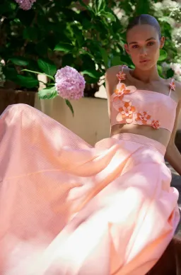 Aston Studio Mimi Bralette and Skirt Set in Nectar Fine Stripe Size 8 for rent on The Volte - image 2