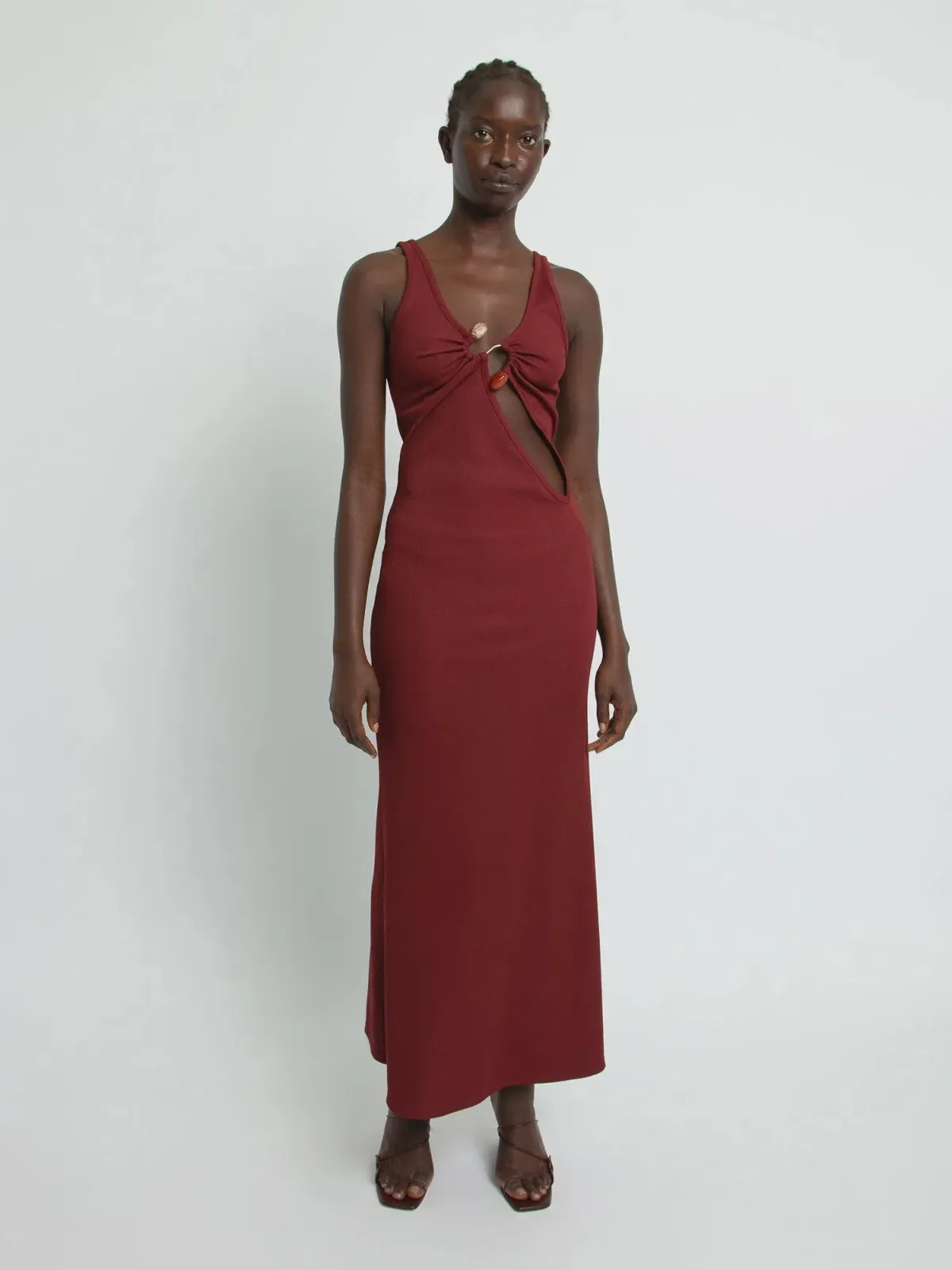Christopher Esber Split Release Quartz Rib Dress Red Size 6  - Image 1