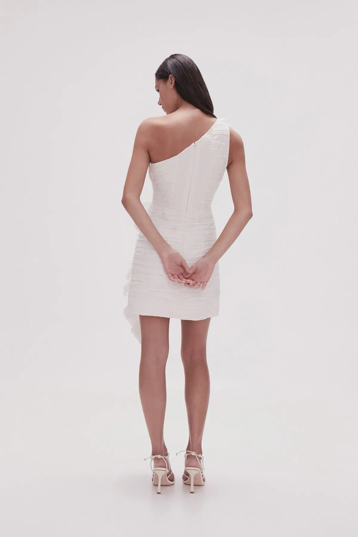 Aje Adelia Ruffle Mini Dress Ivory Size 10 - Image 3