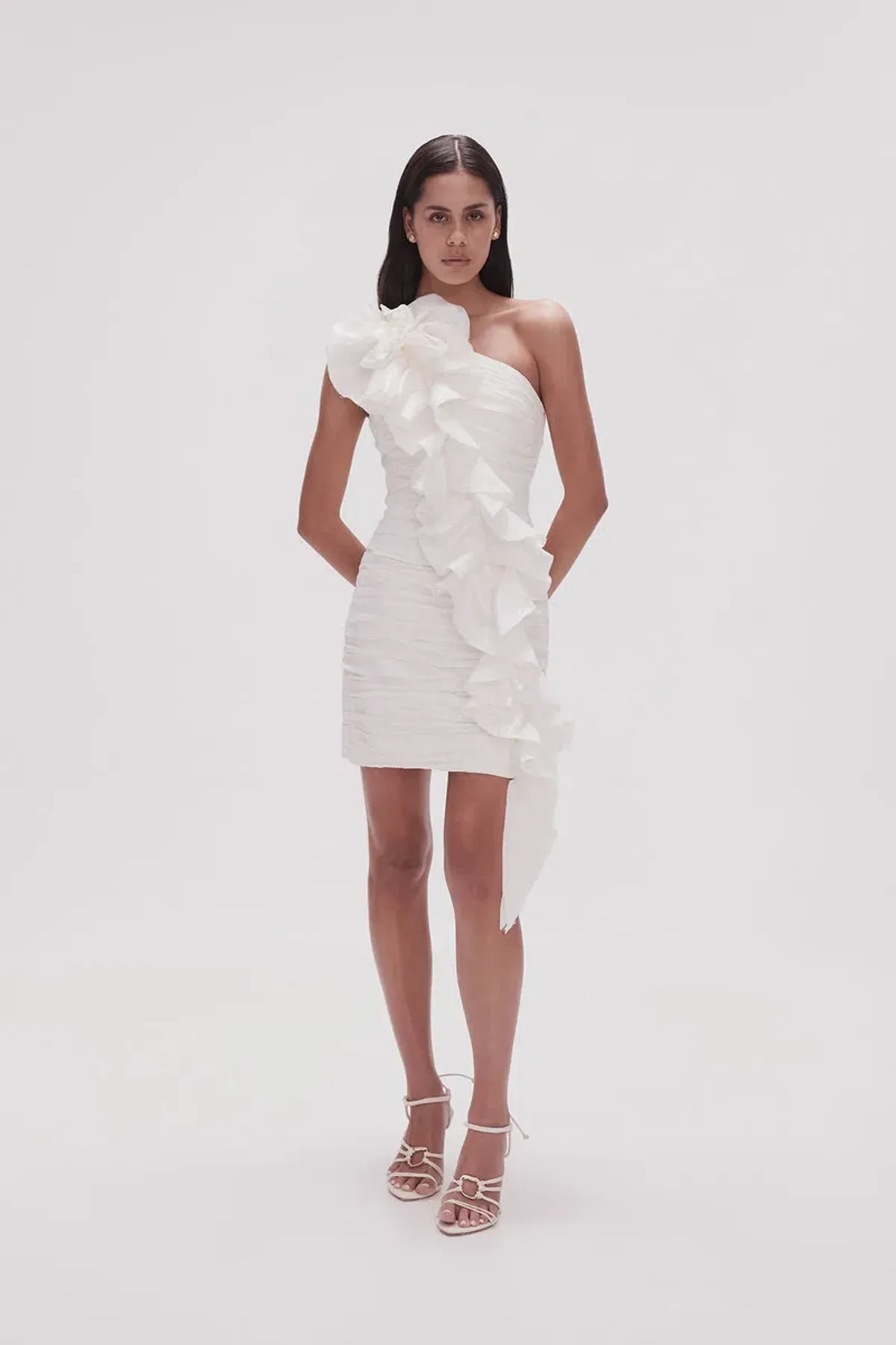 Aje Adelia Ruffle Mini Dress Ivory Size 10 - Image 2