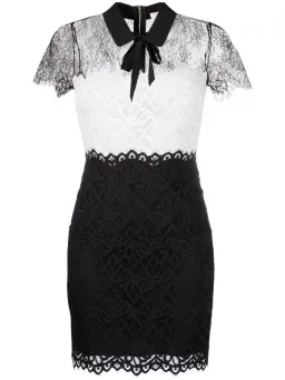 Sandro Two Tone Lace Mini Dress Ecru/Black Size 10 for rent on The Volte - image 4