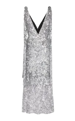 Rachel Gilbert Jacinta Sequined Midi Dress Silver Size 10 for rent on The Volte - image 3