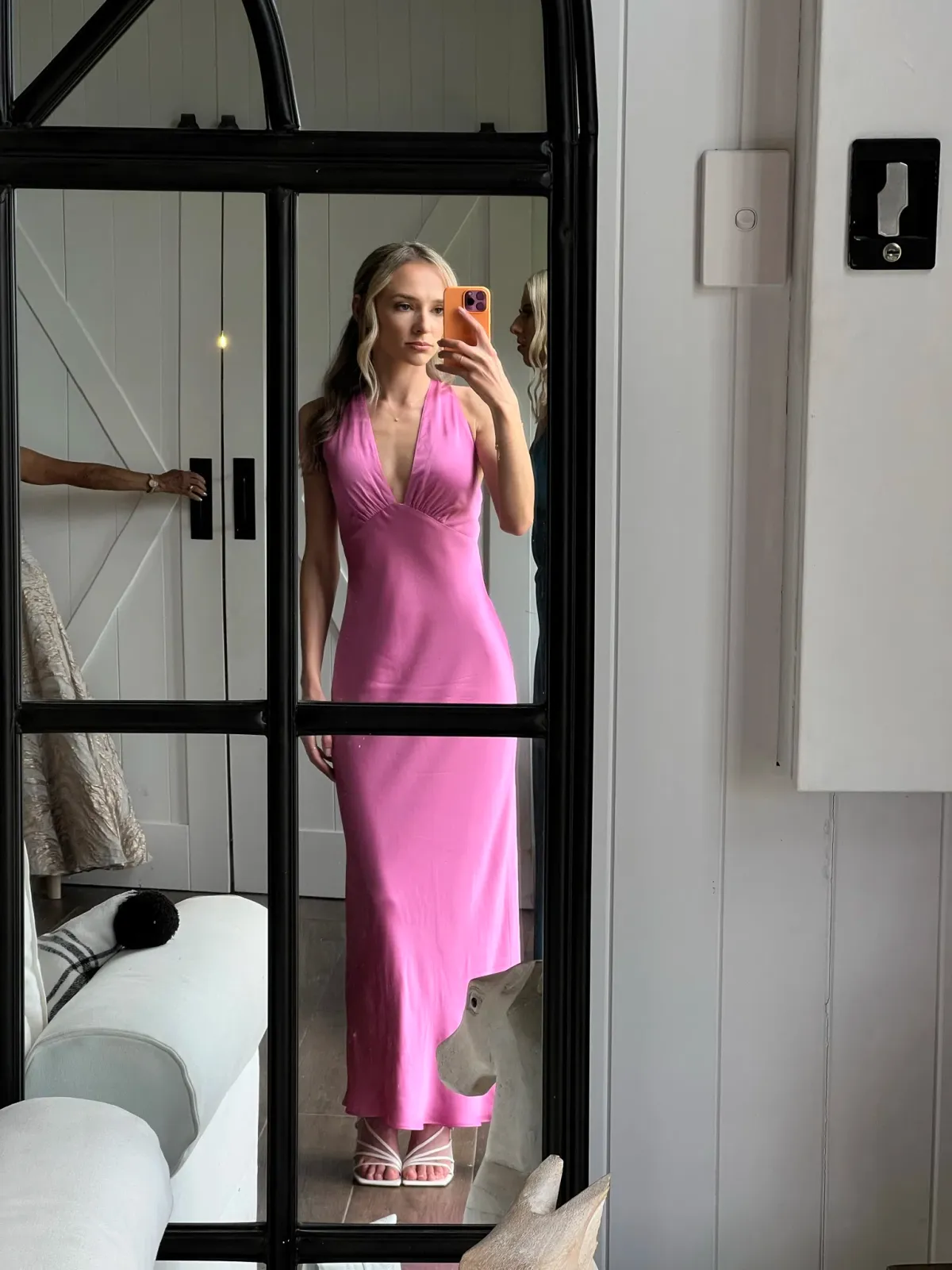 Shona Joy Arienzo Plunged Cross Back Midi Dress Ibis Rose Pink Size 4 - Image 4