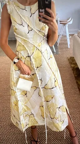 Aje Unlace Sleeveless Midi Dress Yellow Size 12 for rent on The Volte - image 6